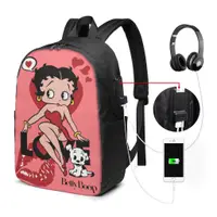在飛比找蝦皮購物優惠-Betty Boop USB 男士筆記本電腦背包 17 英寸