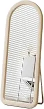 Full Length Mirror, Fabric Wrapped Wooden Frame Wall Mirror,Shatterproof Floor Mirror for Living Room Bedroom Hallway(White2,155x45cm)