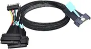 Slimline SAS MCIO 8i 74P to Dual SFF 8639 with 15P SATA Male Power Data Cable for Server Adapter Cable 0.8m