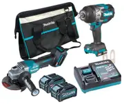 Makita DK0139G202 - 40V Max Brushless 2 Piece Wrench/Grinder Combo Kit (2 x 4.0Ah)