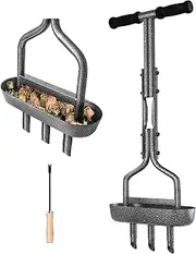 vanpein Lawn Aerator Core Garden Tool with Storage Tray, Manual Yard Grass Plug Aerators & A Clean Tool, 3 Tines Coring Aerator Tool for Soil Aeration, Lawn Care, Loose Soil, 38”