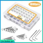 1080PCS NUTS AND BOLTS SET 304 STAINLESS STEEL M2 M3 M4 FLAT