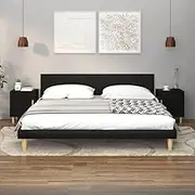 Bedroom Table Bedside Cabinets 2 pcs Black Engineered Wood