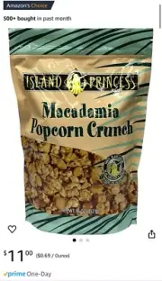 Island Princess 16 oz MACADAMIA POPCORN CRUNCH Made in Hawaii