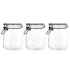 3x Lemon & Lime Fido CLR 15cm/1L Clip Canister Glass Jar Food Storage/Container
