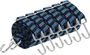 uxcell 6Pcs Adjustable Bungee Cords with Hooks, 79 Inch Flat Heavy Duty Elasticity Straps Rubber Bungee Cords with Buckle for Outdoor, Camping, Tarp, Bike Rack, Luggage, Black Blue