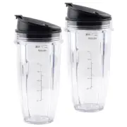 2 Pack 24 oz Cup, Sip & Seal Lid 483KKU486 408KKU641 for Nutri Ninja BL480 BL640