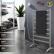 Decaura Free standing Electric Heated Towel 8 Bars Dry Warmer Stainless Steel