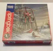 New Sealed Springbok 1000 Piece Jigsaw Puzzle Winter Red Birds USA 24” X 30”