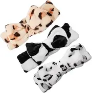 Healvian Facial Headband Bowknot Soft Fleece Skincare Headband Elastic for Women Black Color