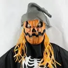 Scary Pumpkin Head Masks Scarecrow Hats Straw Hair Halloween Party Cosplay Prop⊹