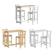 Oikiture 3PCS Bar Table Set Kitchen Dining Cafe Tables W/ 2 Stools Setting