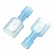 A● Insulated Fork Spade Wire Connector Electrical Crimp6.3mm Terminal Blue 10Pcs