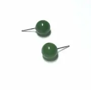 Jade Green Marbled Vintage Lucite Ball Stud Earrings