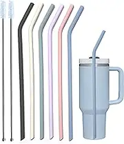 Tegion Pastel Color 14” Extra Long Silicone Replacement Straw for 40 oz Stanley Cup, Reusable Flexible Tall Giant Big Drinking Straw for Quencher Tumbler,1Gallon/64 oz Water Bottle,Hydro Jug-6 pack