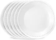 [CORELLE] 6-Piece 6.75" Appetizer Round Plates, Vitrelle Triple Layer Glass, Lightweight Round Plates, Dessert Plates, Chip and Scratch Resistant, Microwave and Dishwasher Safe, Caspian