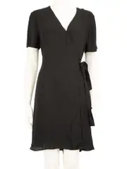 Black V-Neck Tied Dress