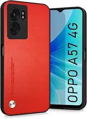 [jonlineuk] For OPPO A57 4G (Not For Oppo A57 5G) Case Shockproof Rugged Bumper Cover Leather Matte Case Compatible with OPPO A57 4G (Red)