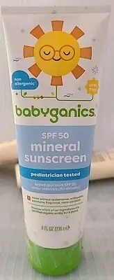 Babyganics SPF 50 Mineral Sunscreen Lotion, UVA UVB Protection 8oz Exp10/25