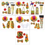 Adults Clown Roleplay Cosplay Costume Outfit Set Halloween Clown Dress Up Props