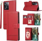 [YocoverTech] for Oppo A96 4G Case,for Oppo A96 4G Wallet Case[5 Card Slots+a Pocket+Mirror] PU Leather Folio Flip Magnetic Cover-Red