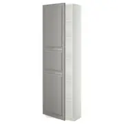 METOD high cabinet with shelves, white/Bodbyn grey, 60x37x200 cm