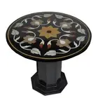 24" Marble Table Top With Marble Stand Handmade Pietra Dura Home Furniture
