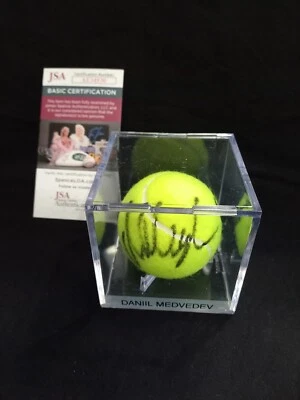 - DANIIL MEDVEDEV - ATP TENNIS SIGNED NEW TENNIS BALL IN PERSPEX CUBE COA-JSA