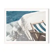 Pool Side Framed Printed Wall Art - White