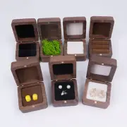 Vintage Wooden Cufflink Earring Ring Gift Box Jewelry Packing Display StorageBox