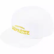 Supreme Champagne Logo Corduroy 5-Panel Cap White SnapBack Hat Adjustable