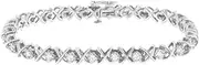[Haus of Brilliance] 925 Sterling Silver 1 cttw Brilliant Round-Cut Diamond"X" Link Bracelet (I-J Clarity, I2-I3 Color) - Size 7"