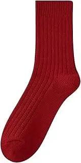 [STKARCV] Women's Socks Cotton Red Socks For Striped Autumn Winter Socks Warm Comfort