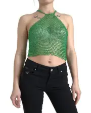 Dolce & Gabbana Chainmail Halter Top Sleeveless Style Women Green