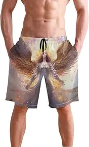 [XYMZR] Men's Swim Trunks Angel Abstruct Wings Quick-Dry Bathing Suit Swimming Board Shorts S