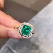 2.50 Ct Radiant Natural Emerald Wedding Diamond Wedding Ring14K solid white gold