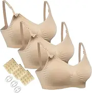[HOFISH] Pregnant Seamless Nursing Bra with Pads Cami Tank Top with Clasp in Front for Easy Breastfeeding with Pads Shelf-Bra Top