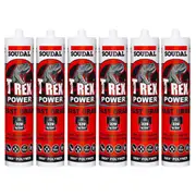 6x Soudal T-Rex Power WHITE Fast Grab SMX Polymer Sealant Adhesive Glue 290ml