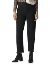 Whistles High Rise Barrel Leg Jeans in Black