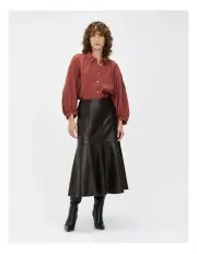 [Veronika Maine] Washed Modal Blouson Sleeve Shirt in Clay