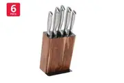 Stanley Rogers Black Acacia 6 Piece Knife Block Set (Silver)