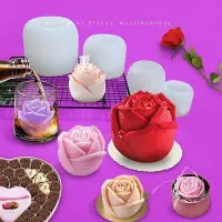 在飛比找Yahoo!奇摩拍賣優惠-3d 玫瑰花朵矽膠模具巧克力模蛋糕模冰淇淋慕斯模具手工皂模蛋