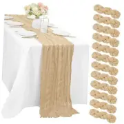 Sand 12 Pieces 35 x 120 Inches Long Cheesecloth Table Runner Gauze Fabric 10Ft