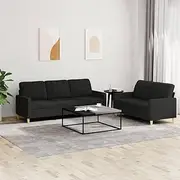 Sofa Set with Black Fabric, Room Furniture, Living Room Couch, Comfy Chair, Sleeper Sofa, Folding Bed