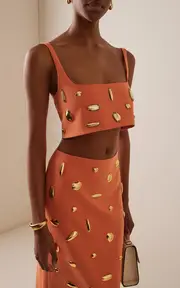 [Alexis] Lya Embellished Crepe Crop Top