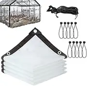 6.6x10Ft Chicken Coop Cover for Winter,Clear Tarp,Waterproof Durable Chicken Run Tarp with Elastic Cords & Rope, Easy to Install for Large Chicken Cage Walk-in Chicken Run Pen,Outdoor Tarpaulin Cover