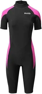 Women's Shorty Wetsuits 1.5Mm Neoprene Diving Suit Front Zip Short Sleeve for Scuba Diving,Spearfishing,Snorkeling,Surfing