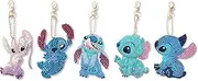 5 Pack Stitch Diamond Painting Kits Keychains,DIY 5D Full Drill Special Shape Rhinestone Painting Kit for Kids Beginners Adults,Stitch Paint by Number Diamond Dots Art Key Chain Gems Art Craft