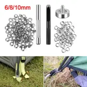 100Pcs Silver 6/8mm Leather Eyelets Ring Washer Grommets Punch Tool Kit Copper