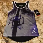 NIKE JORDAN Jumpman Black Purple Basketball Goal Tank Top NEW Girls Sz XL 16